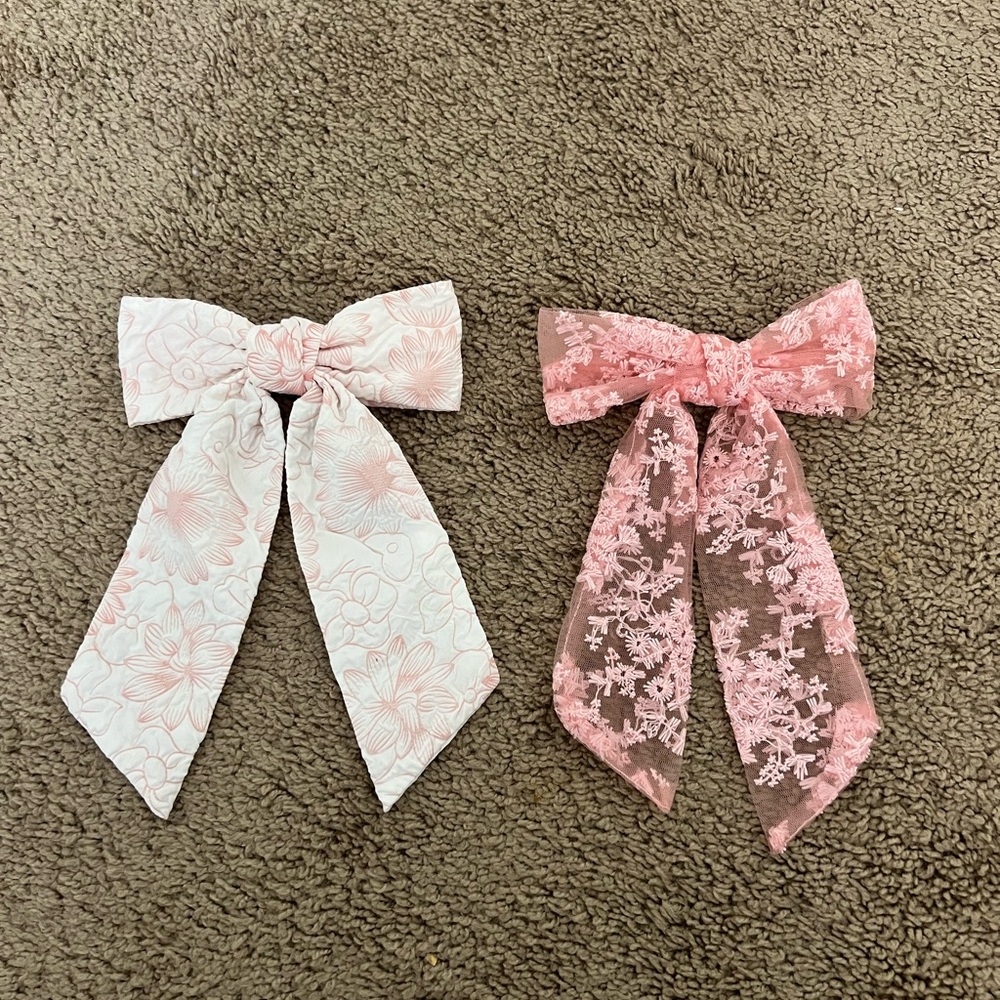 Pink Floral Girls' Bow Hair Clips - Kids Accessories